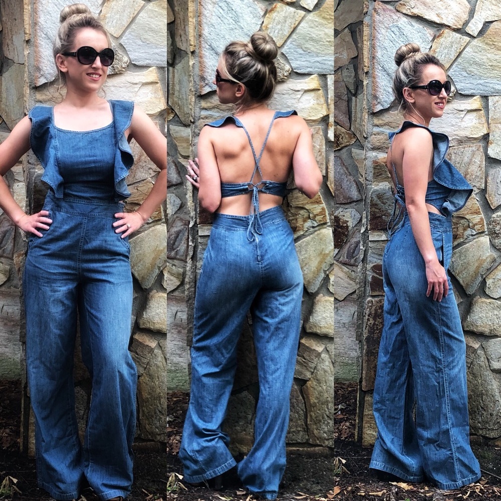 Ruffled Denim Jumpsuit - Picture 7 of 7